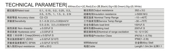 100KG-2500KG 電子スケール産業重量システム用合金鋼材料センサー