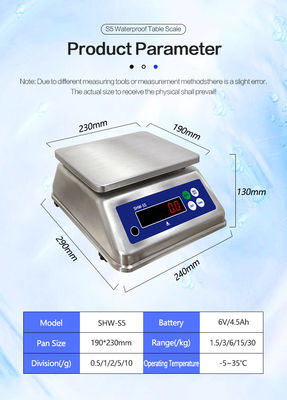 AV220V/50HZ ダブルスクリーン ステンレス ステンレス 防水 テーブル 電子秤 15kg