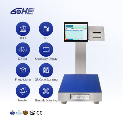 SOHE 60KG バッテリー型 防水ラベル印刷 スマートウェジングとプリンタ付きのスケール